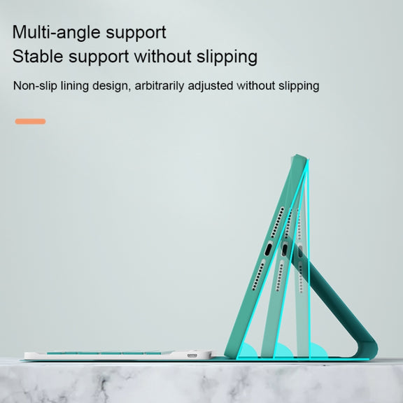 HY006 Round Keys Detachable Bluetooth Keyboard Leather Tablet Case with Holder for iPad mini 6(Black)