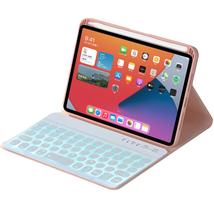 HY006D Round Keys Detachable Bluetooth Keyboard Leather Tablet Case with Colorful Backlight & Holder for iPad mini 6(Pink) - For iPad mini by PMC TechLife | Online Shopping South Africa | PMC TechLife