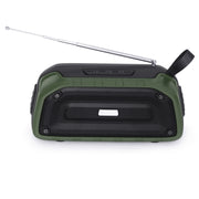 New Rixing NR-906FM TWS Water-resistant Bluetooth Speaker Support Hands-free Call / FM with Handle & Antenna(Army Green)