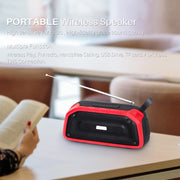 New Rixing NR-906FM TWS Water-resistant Bluetooth Speaker Support Hands-free Call / FM with Handle & Antenna(Red)