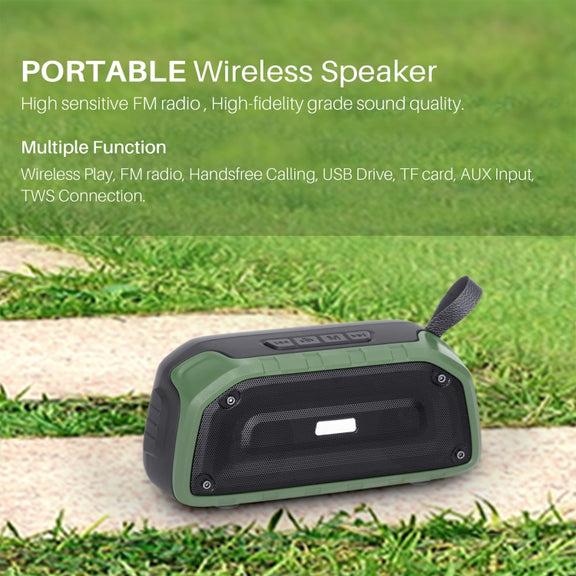 New Rixing NR-906FM TWS Water-resistant Bluetooth Speaker Support Hands-free Call / FM with Handle & Antenna(Dark Blue)