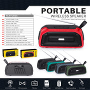 New Rixing NR-906FM TWS Water-resistant Bluetooth Speaker Support Hands-free Call / FM with Handle & Antenna(Black)