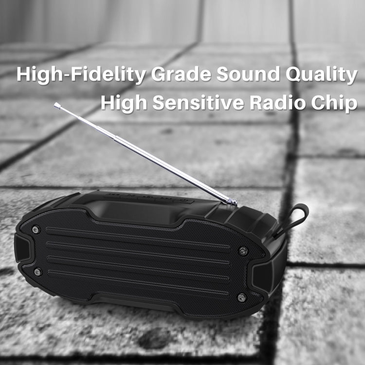 New Rixing NR-907FM TWS Outdoor Bluetooth Speaker Support Hands-free Call / FM with Handle & Antenna(Black)
