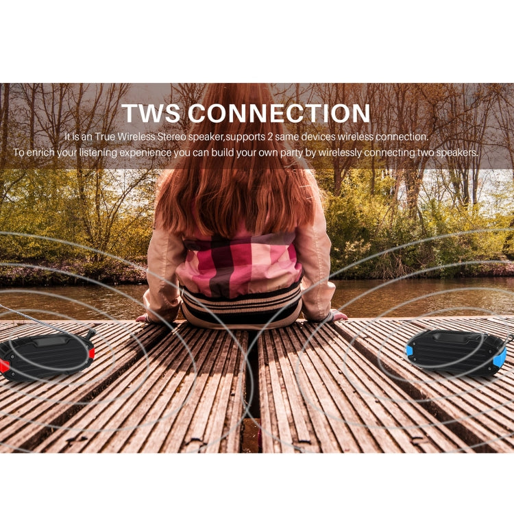 New Rixing NR-907FM TWS Outdoor Bluetooth Speaker Support Hands-free Call / FM with Handle & Antenna(Orange)