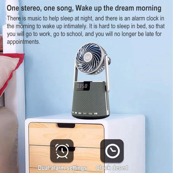 SOAIY K8 Wireless Bluetooth Dual Alarm Clock Speaker with Small Fan(Red)