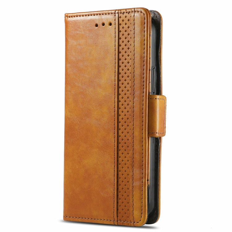 For Blackview A100 CaseNeo Business Splicing Dual Magnetic Buckle Horizontal Flip PU Leather Case with Holder & Card Slots & Wallet(Khaki)