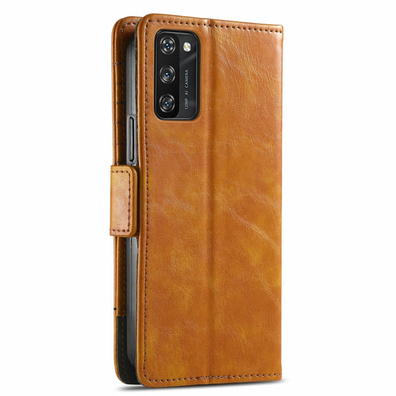For Blackview A100 CaseNeo Business Splicing Dual Magnetic Buckle Horizontal Flip PU Leather Case with Holder & Card Slots & Wallet(Khaki)
