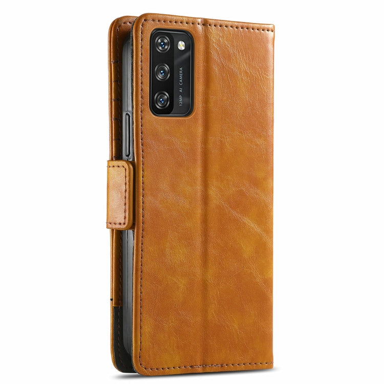 For Blackview A100 CaseNeo Business Splicing Dual Magnetic Buckle Horizontal Flip PU Leather Case with Holder & Card Slots & Wallet(Khaki)