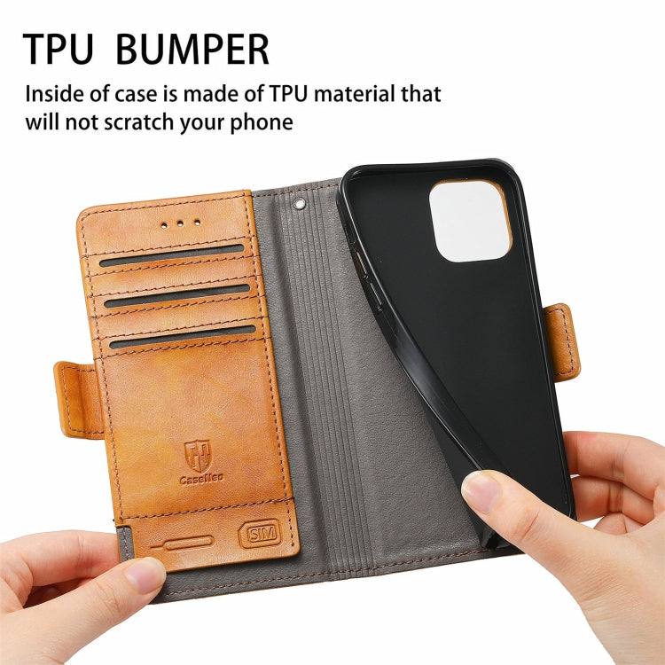 For Blackview A100 CaseNeo Business Splicing Dual Magnetic Buckle Horizontal Flip PU Leather Case with Holder & Card Slots & Wallet(Khaki)