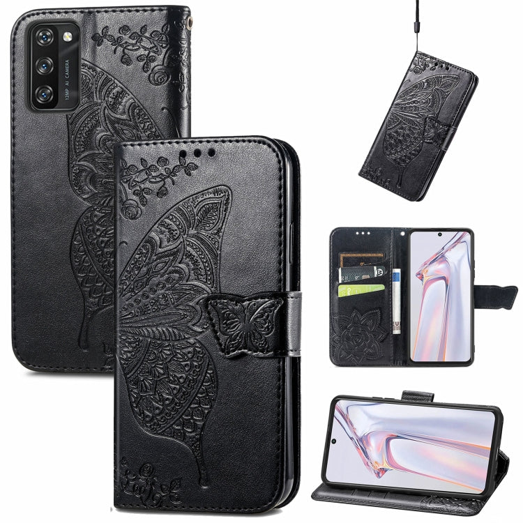 For Blackview A100 Butterfly Love Flower Embossed Horizontal Flip Leather Case with Holder & Card Slots & Wallet & Lanyard(Black) - More Brand by PMC TechLife | Online Shopping South Africa | PMC TechLife