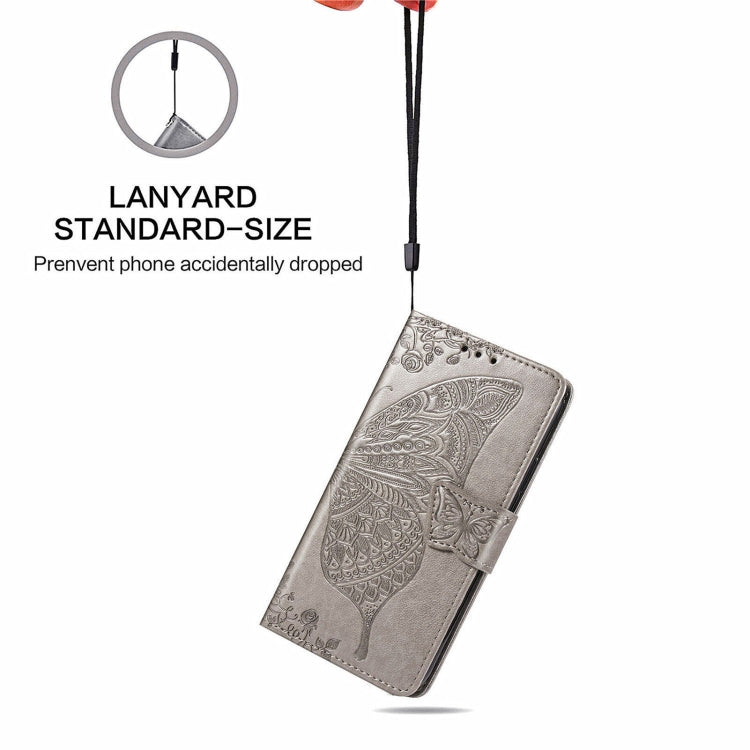 For Blackview A100 Butterfly Love Flower Embossed Horizontal Flip Leather Case with Holder & Card Slots & Wallet & Lanyard(Gray) - More Brand by PMC TechLife | Online Shopping South Africa | PMC TechLife | Buy Now Pay Later Mobicred