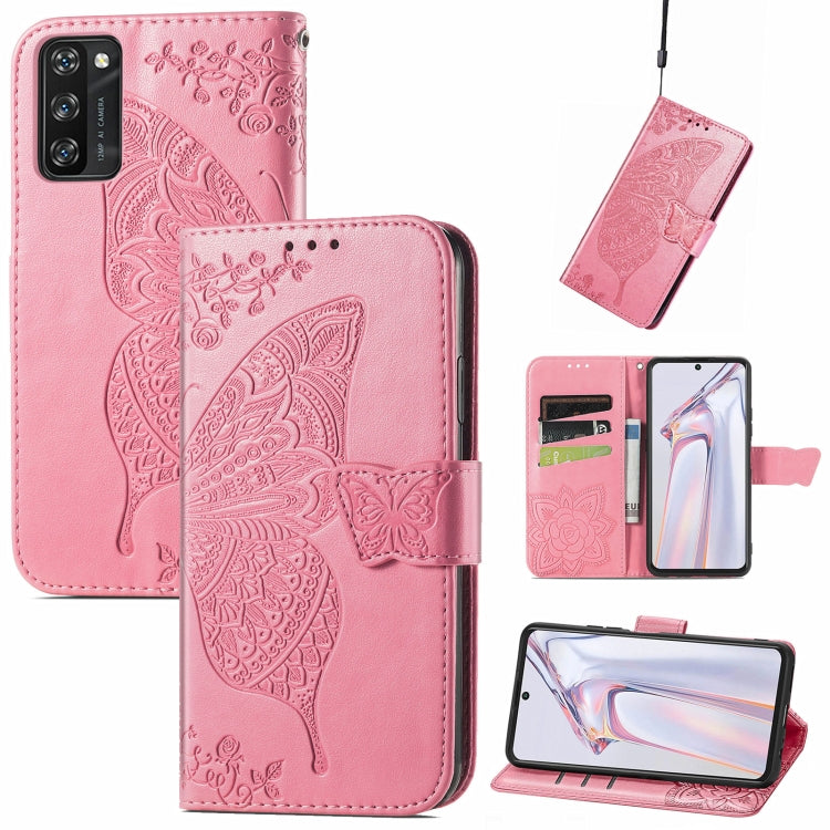 For Blackview A100 Butterfly Love Flower Embossed Horizontal Flip Leather Case with Holder & Card Slots & Wallet & Lanyard(Pink) - More Brand by PMC TechLife | Online Shopping South Africa | PMC TechLife | Buy Now Pay Later Mobicred