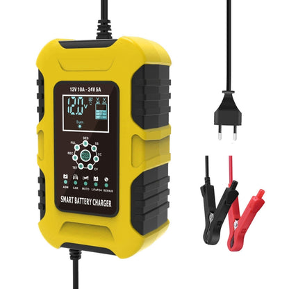 FOXSUR 10A 12V 7-segment Motorcycle / Car Smart Battery Charger, Plug Type:EU Plug(Yellow) - free shipping - PMC Jewellery - Order now!