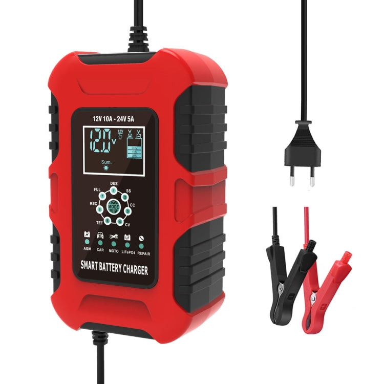 FOXSUR 10A 12V 7-segment Motorcycle / Car Smart Battery Charger, Plug Type:UK Plug(Red) - free shipping - PMC TechLife - Order now!