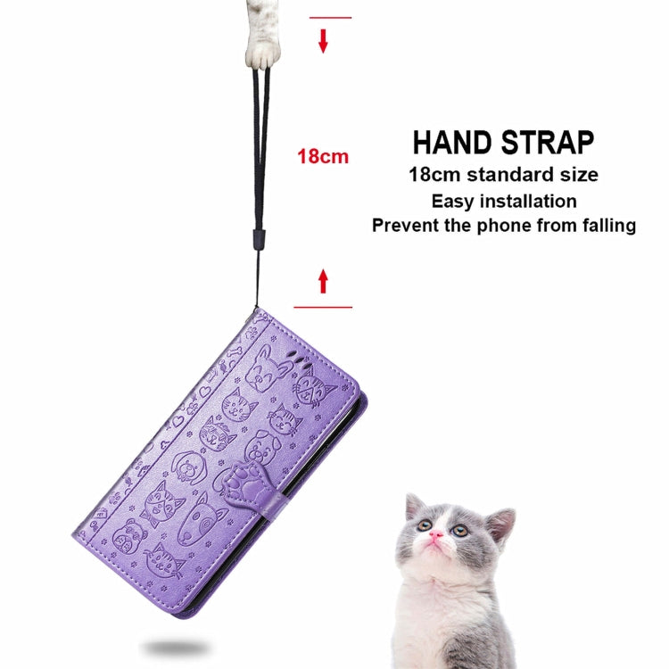 For Blackview A100 Lovely Cat and Dog Embossing Pattern Horizontal Flip Leather Case , with Holder & Card Slots & Wallet & Cartoon Clasp & Lanyard(Purple) - More Brand by PMC TechLife | Online Shopping South Africa | PMC TechLife | Buy Now Pay Later Mobicred