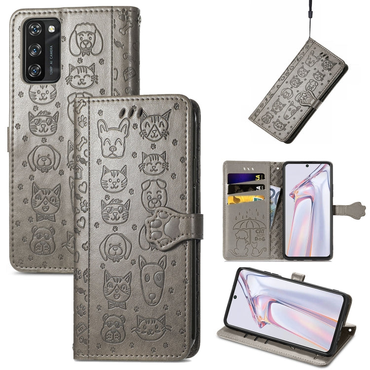 For Blackview A100 Lovely Cat and Dog Embossing Pattern Horizontal Flip Leather Case , with Holder & Card Slots & Wallet & Cartoon Clasp & Lanyard(Grey) - More Brand by PMC TechLife | Online Shopping South Africa | PMC TechLife | Buy Now Pay Later Mobicred