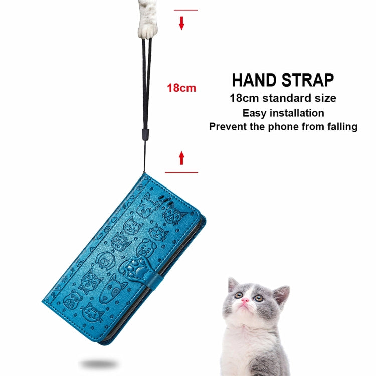 For Blackview A100 Lovely Cat and Dog Embossing Pattern Horizontal Flip Leather Case , with Holder & Card Slots & Wallet & Cartoon Clasp & Lanyard(Blue) - More Brand by PMC TechLife | Online Shopping South Africa | PMC TechLife | Buy Now Pay Later Mobicred
