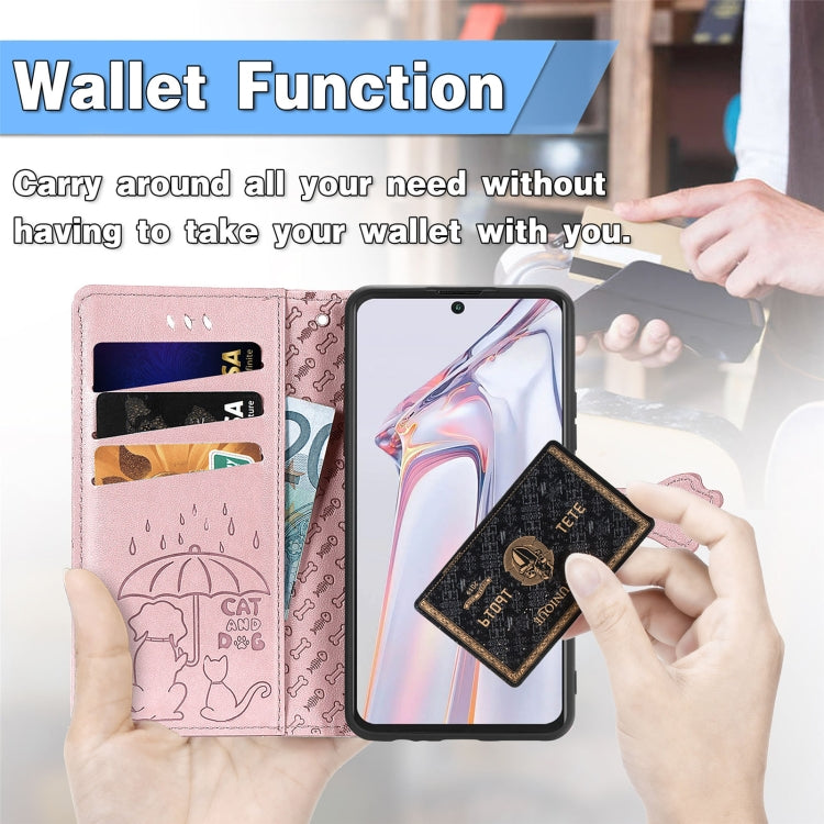 For Blackview A100 Lovely Cat and Dog Embossing Pattern Horizontal Flip Leather Case , with Holder & Card Slots & Wallet & Cartoon Clasp & Lanyard(Rose Gold) - More Brand by PMC TechLife | Online Shopping South Africa | PMC TechLife | Buy Now Pay Later Mobicred