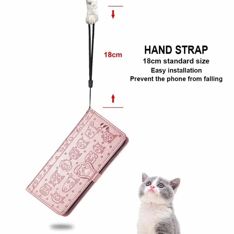 For Blackview A100 Lovely Cat and Dog Embossing Pattern Horizontal Flip Leather Case , with Holder & Card Slots & Wallet & Cartoon Clasp & Lanyard(Rose Gold) - More Brand by PMC TechLife | Online Shopping South Africa | PMC TechLife | Buy Now Pay Later Mobicred
