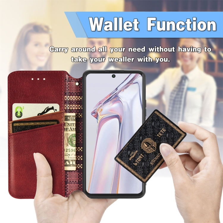 For Blackview A100 Cubic Grid Pressed Horizontal Flip Magnetic PU Leather Case with Holder & Card Slots & Wallet(Red) - More Brand by PMC TechLife | Online Shopping South Africa | PMC TechLife