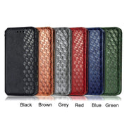 For Blackview A100 Cubic Grid Pressed Horizontal Flip Magnetic PU Leather Case with Holder & Card Slots & Wallet(Black)