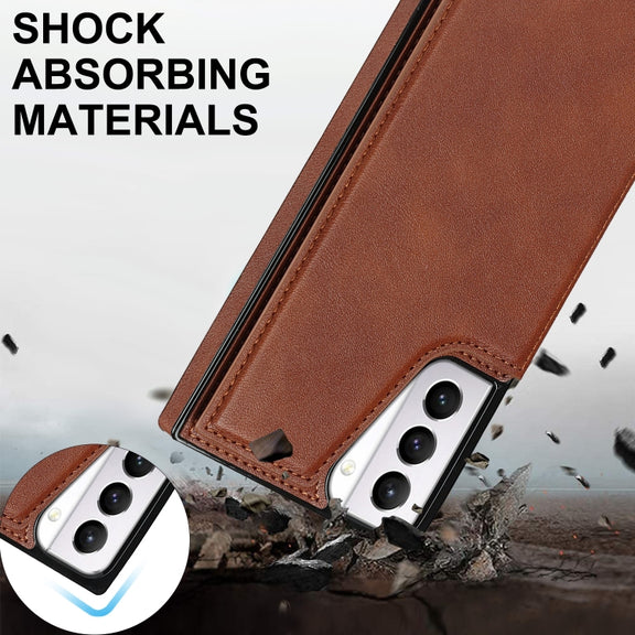 For Samsung Galaxy S21+ 5G Cross-body Square Double Buckle Flip Card Bag TPU+PU Case with Card Slots & Wallet & Photo & Strap(Brown)