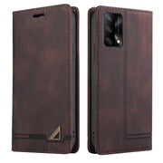 For OPPO F19 / A74 Skin Feel Anti-theft Brush Horizontal Flip Leather Case with Holder & Card Slots & Wallet(Brown)