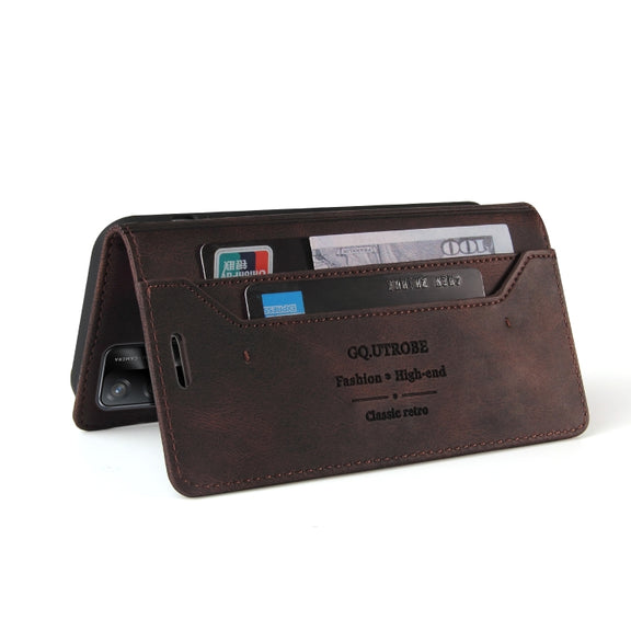 For OPPO F19 / A74 Skin Feel Anti-theft Brush Horizontal Flip Leather Case with Holder & Card Slots & Wallet(Brown)