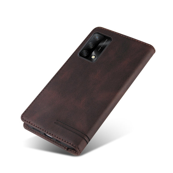 For OPPO F19 / A74 Skin Feel Anti-theft Brush Horizontal Flip Leather Case with Holder & Card Slots & Wallet(Brown)