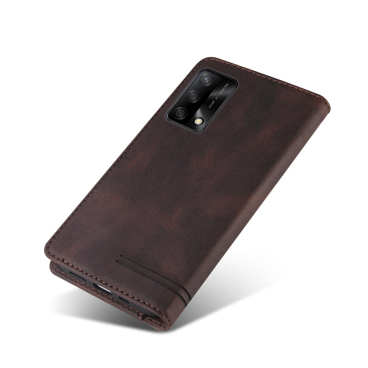 For OPPO F19 / A74 Skin Feel Anti-theft Brush Horizontal Flip Leather Case with Holder & Card Slots & Wallet(Brown)