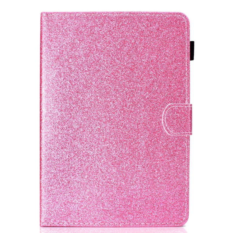 For 10 inch Tablet Varnish Glitter Powder Horizontal Flip Leather Case with Holder & Card Slot(Pink)