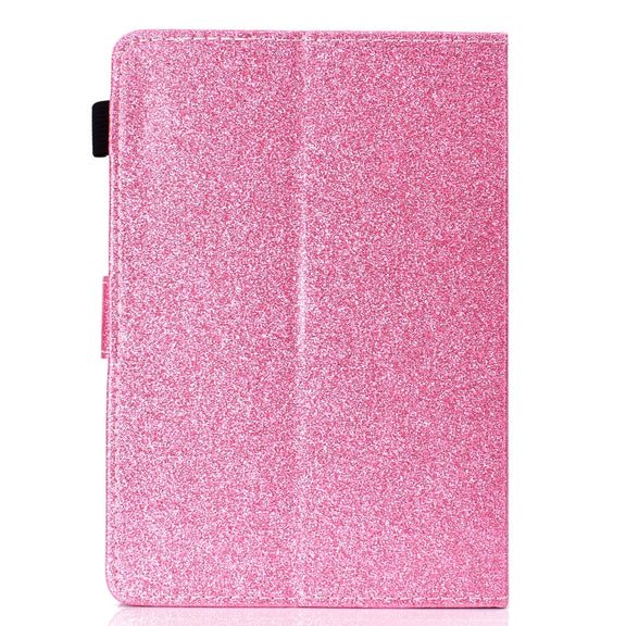 For 10 inch Tablet Varnish Glitter Powder Horizontal Flip Leather Case with Holder & Card Slot(Pink)