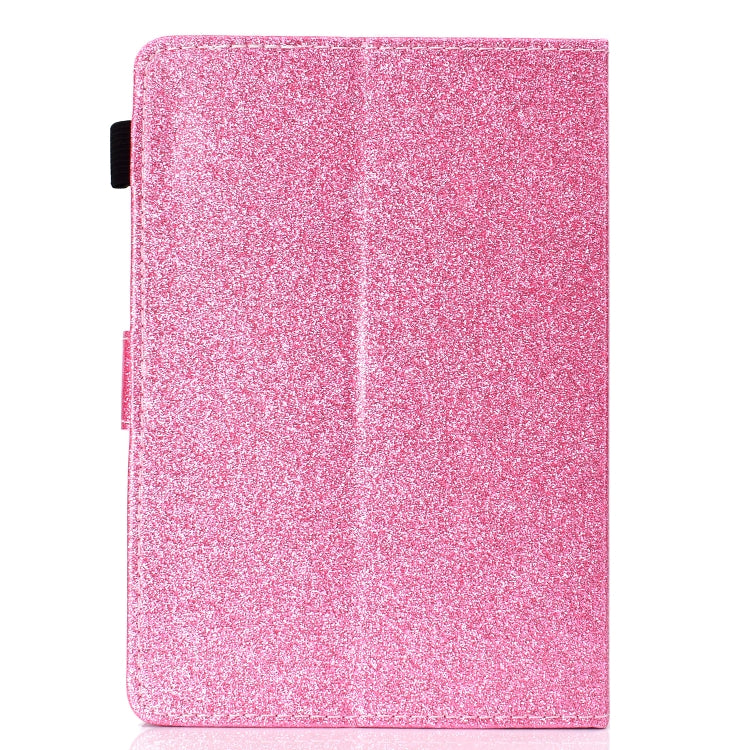 For 10 inch Tablet Varnish Glitter Powder Horizontal Flip Leather Case with Holder & Card Slot(Pink)