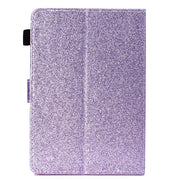 For 10 inch Tablet Varnish Glitter Powder Horizontal Flip Leather Case with Holder & Card Slot(Purple)