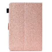 For 10 inch Tablet Varnish Glitter Powder Horizontal Flip Leather Case with Holder & Card Slot(Rose Gold)