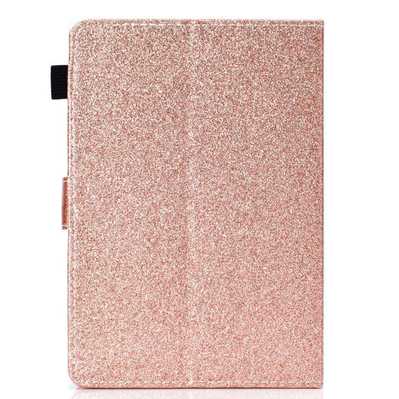 For 10 inch Tablet Varnish Glitter Powder Horizontal Flip Leather Case with Holder & Card Slot(Rose Gold)