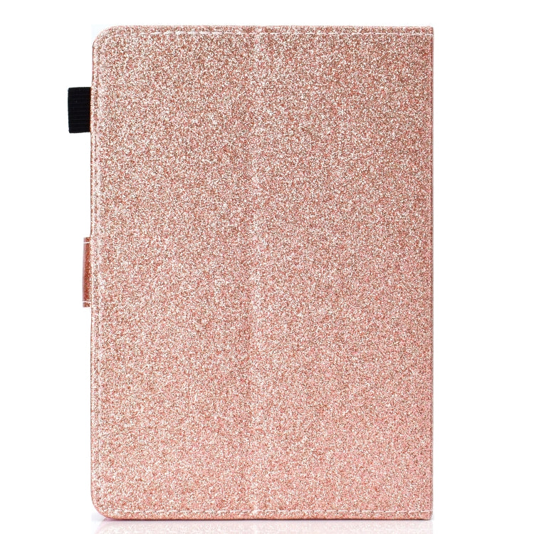 For 10 inch Tablet Varnish Glitter Powder Horizontal Flip Leather Case with Holder & Card Slot(Rose Gold)
