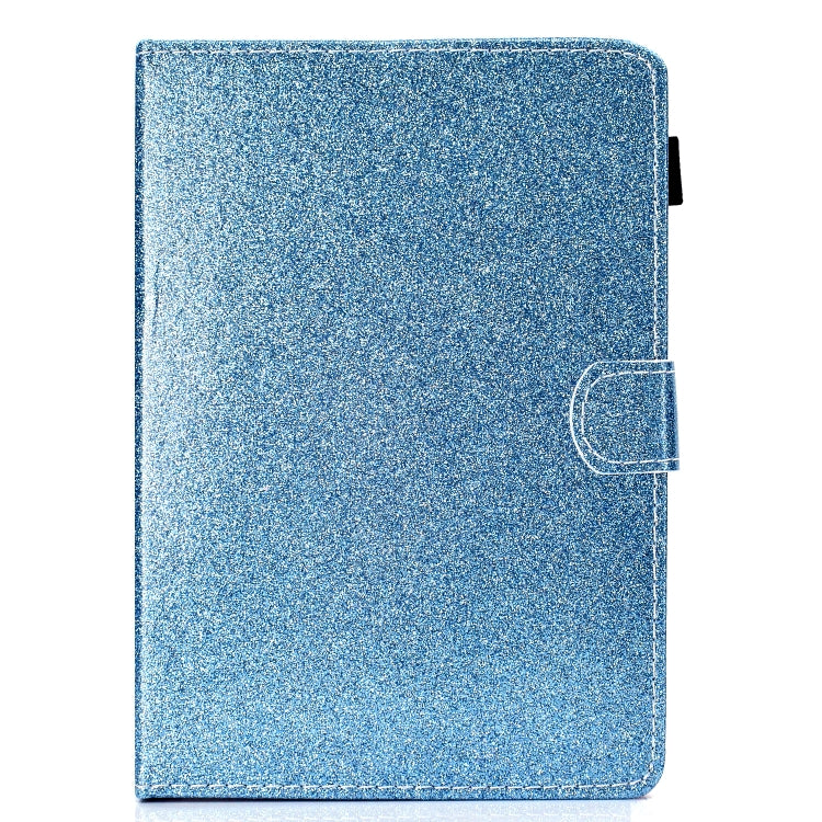 For 10 inch Tablet Varnish Glitter Powder Horizontal Flip Leather Case with Holder & Card Slot(Blue)