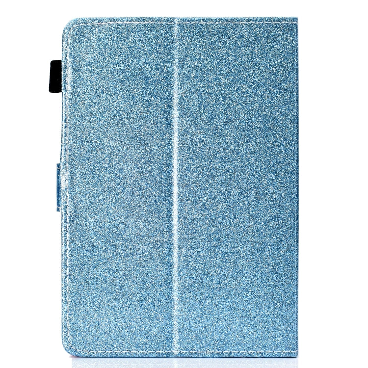 For 10 inch Tablet Varnish Glitter Powder Horizontal Flip Leather Case with Holder & Card Slot(Blue)