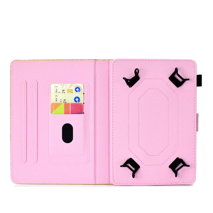 For 10 inch Tablet Varnish Glitter Powder Horizontal Flip Leather Case with Holder & Card Slot(Blue)