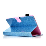 For 10 inch Tablet Varnish Glitter Powder Horizontal Flip Leather Case with Holder & Card Slot(Blue)