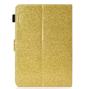 For 10 inch Tablet Varnish Glitter Powder Horizontal Flip Leather Case with Holder & Card Slot(Gold)