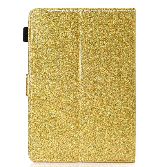 For 10 inch Tablet Varnish Glitter Powder Horizontal Flip Leather Case with Holder & Card Slot(Gold)