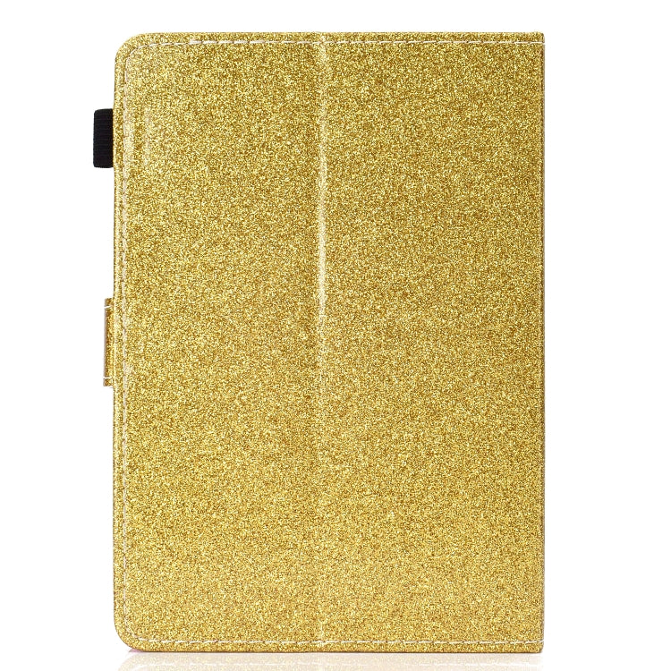 For 10 inch Tablet Varnish Glitter Powder Horizontal Flip Leather Case with Holder & Card Slot(Gold)