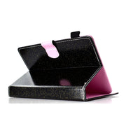 For 10 inch Tablet Varnish Glitter Powder Horizontal Flip Leather Case with Holder & Card Slot(Black)