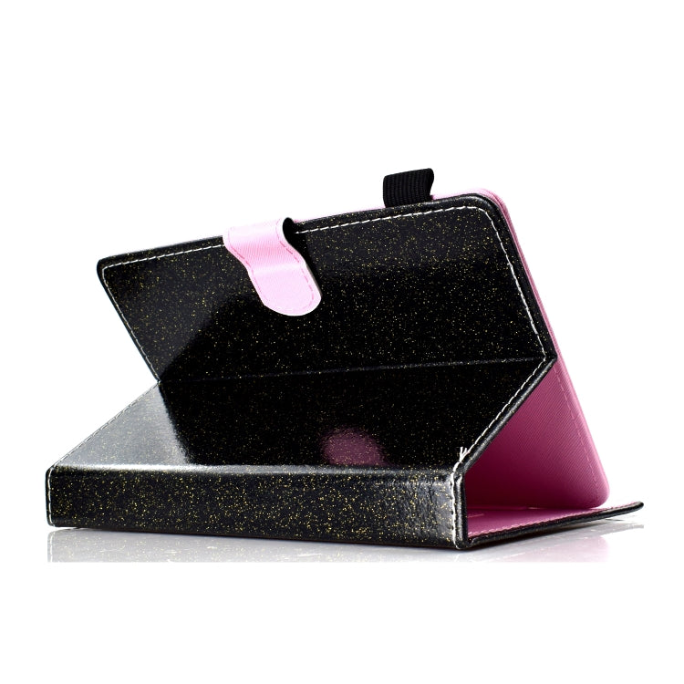 For 10 inch Tablet Varnish Glitter Powder Horizontal Flip Leather Case with Holder & Card Slot(Black)
