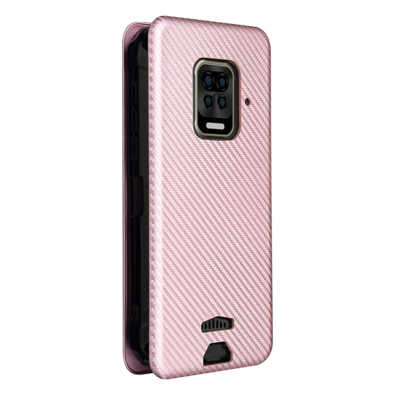 For Doogee S59 / S59 Pro Carbon Fiber Texture Horizontal Flip TPU + PC + PU Leather Case with Card Slot(Pink)