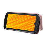 For Doogee S59 / S59 Pro Carbon Fiber Texture Horizontal Flip TPU + PC + PU Leather Case with Card Slot(Pink)