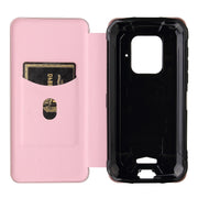 For Doogee S59 / S59 Pro Carbon Fiber Texture Horizontal Flip TPU + PC + PU Leather Case with Card Slot(Pink)