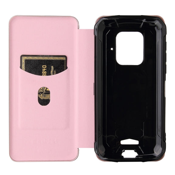 For Doogee S59 / S59 Pro Carbon Fiber Texture Horizontal Flip TPU + PC + PU Leather Case with Card Slot(Pink)